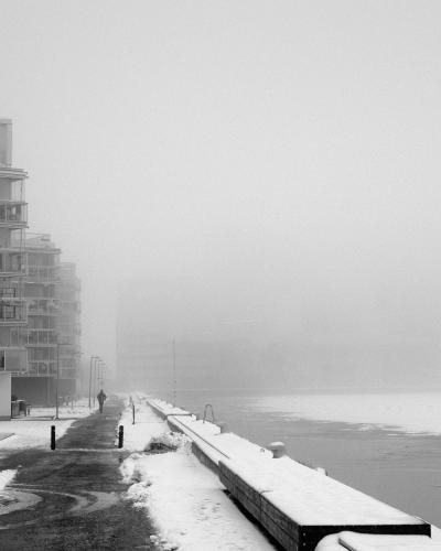 Dimmig dag vid Mälaren i Västerås